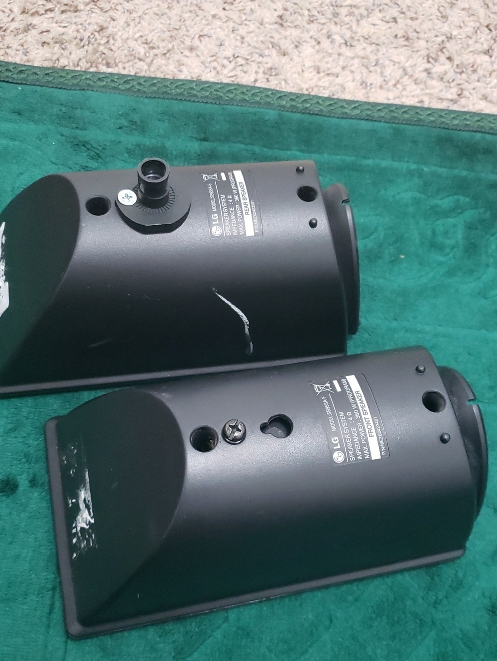 LG Black Surround Sound Satellite Speakers Pair with Wall-Mount Slots